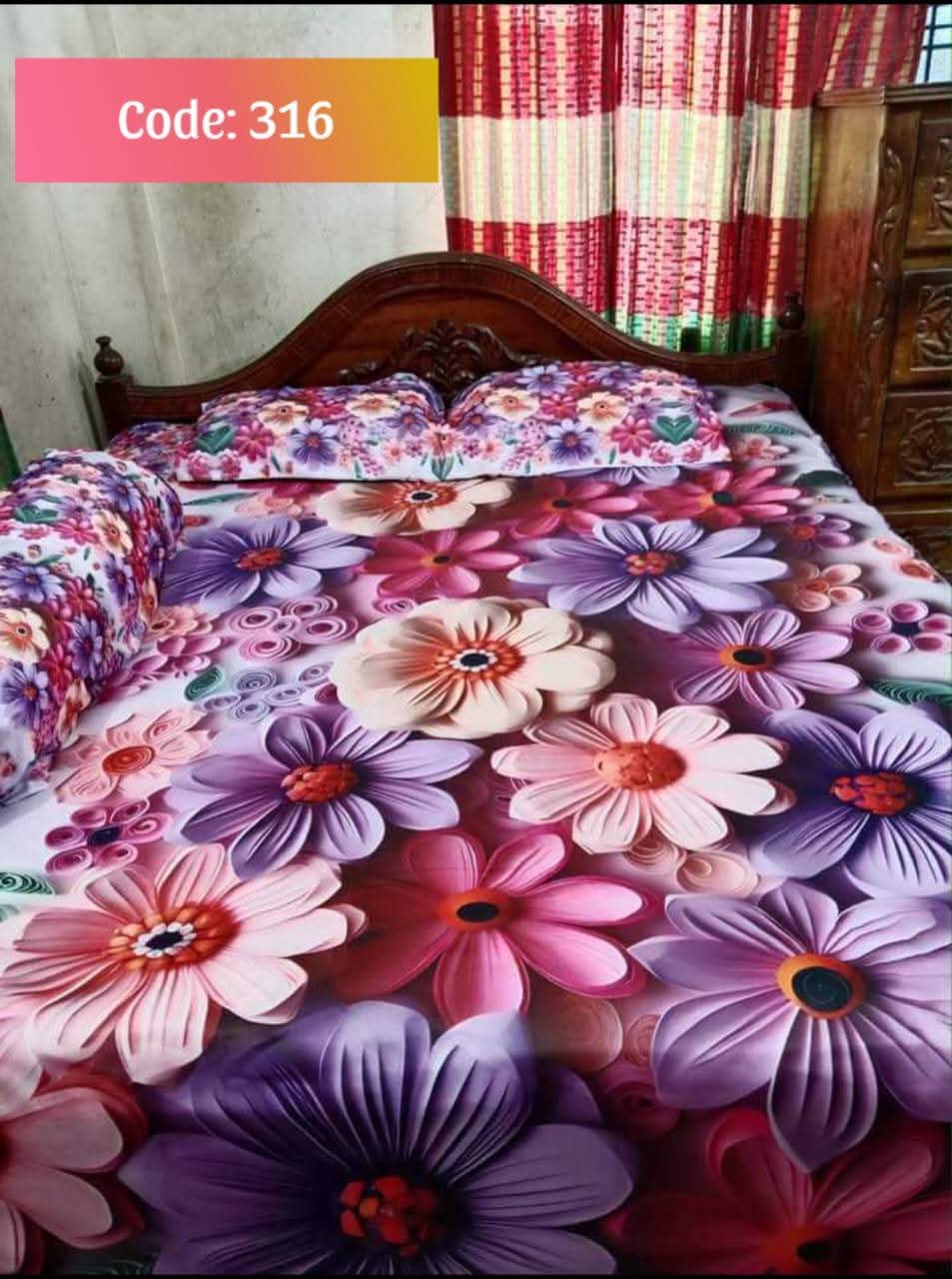 Primium 3D Bedsheet Four Piece Set code 316