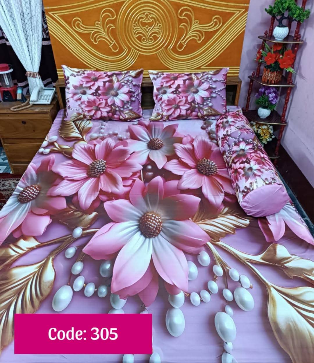 Primium 3D Bedsheet Four Piece Set code 305
