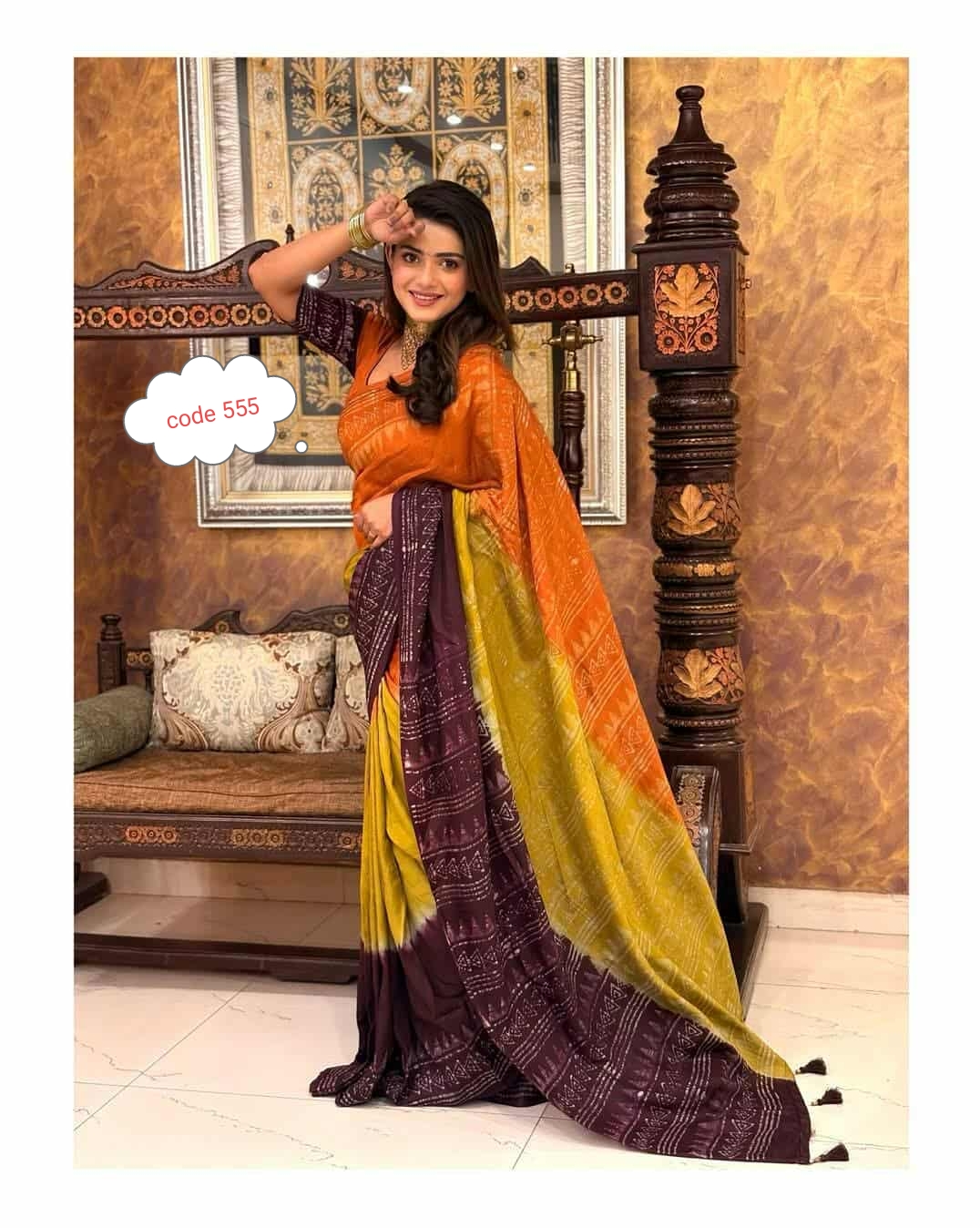 Exclusive Digital print saree code 555