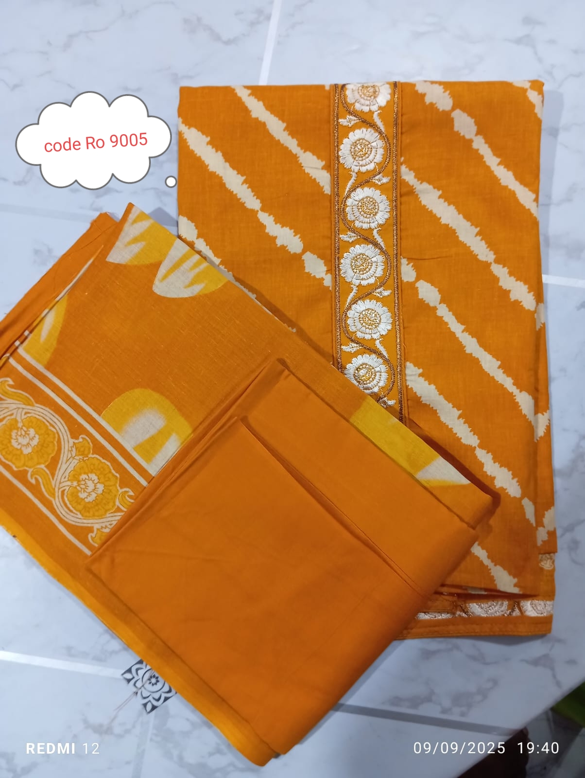 Indian gonga three piece with embroidery work code Ro 9005