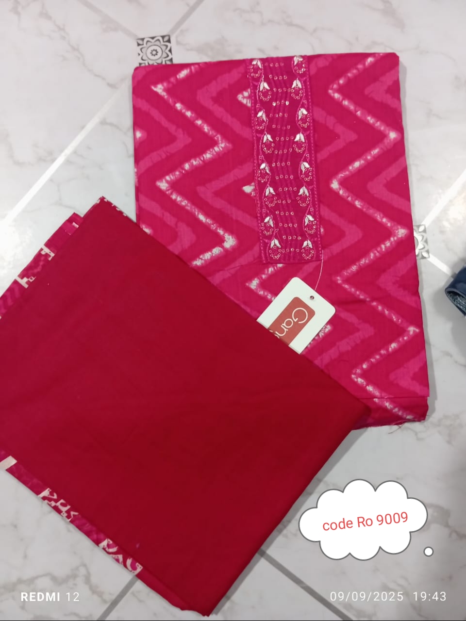 Indian gonga three piece with embroidery work code Ro 9004