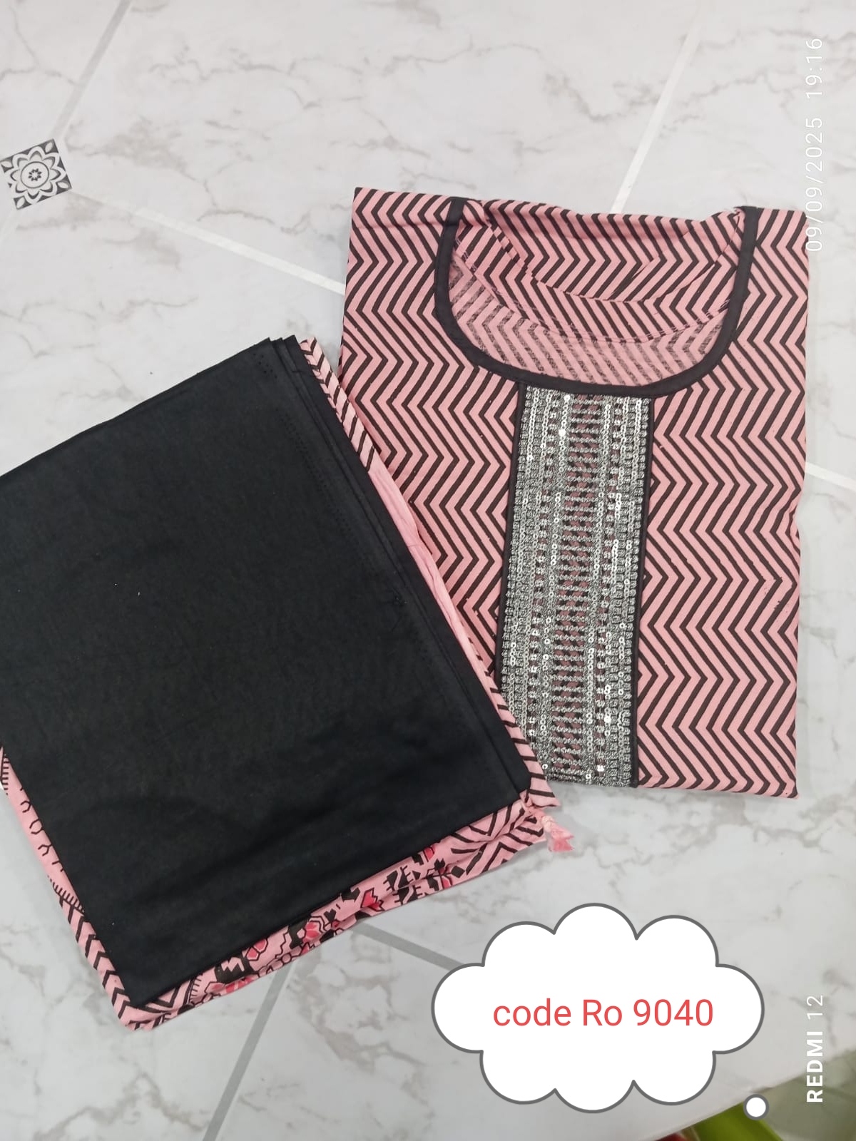 Aarong pure cotton with embroidery secuince work code RO 9040