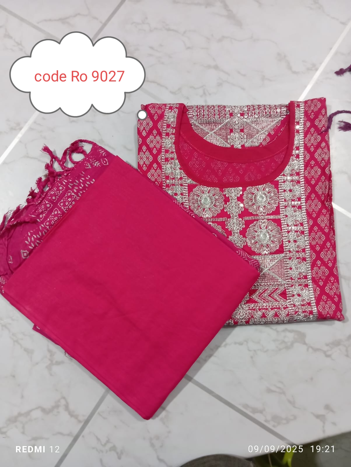 Aarong pure cotton with embroidery secuince work code RO 9027
