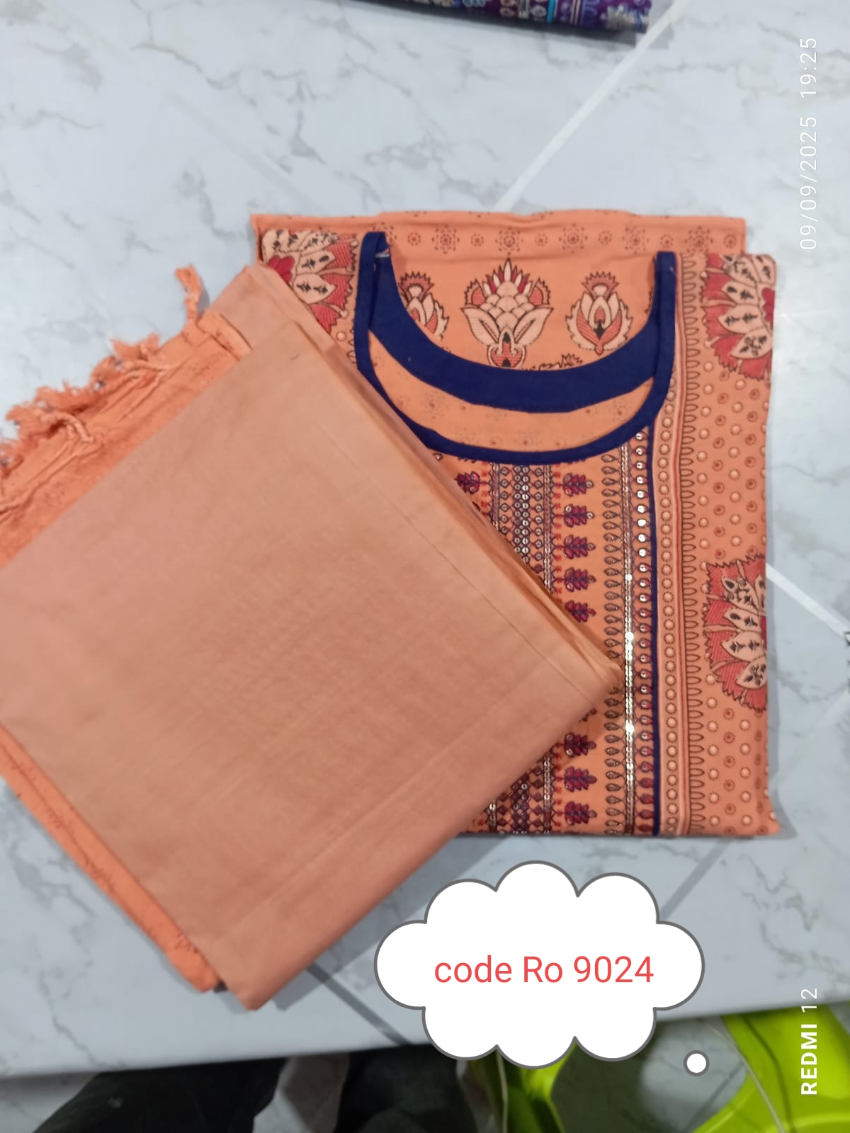 Aarong pure cotton with embroidery secuince work code RO 9024