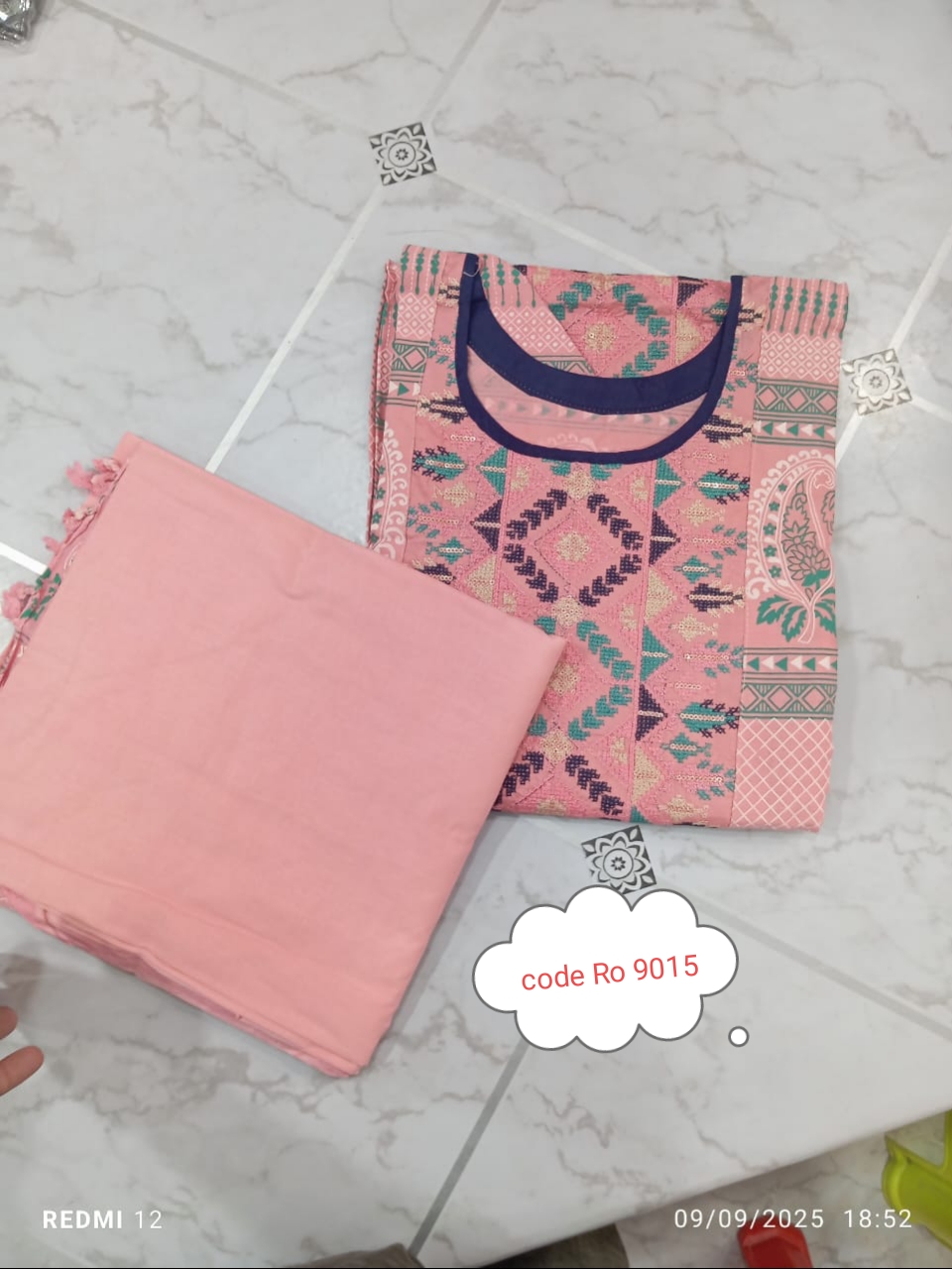 Aarong pure cotton with embroidery secuince work code RO 9015