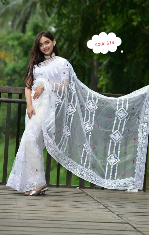 Screen print saree code 614