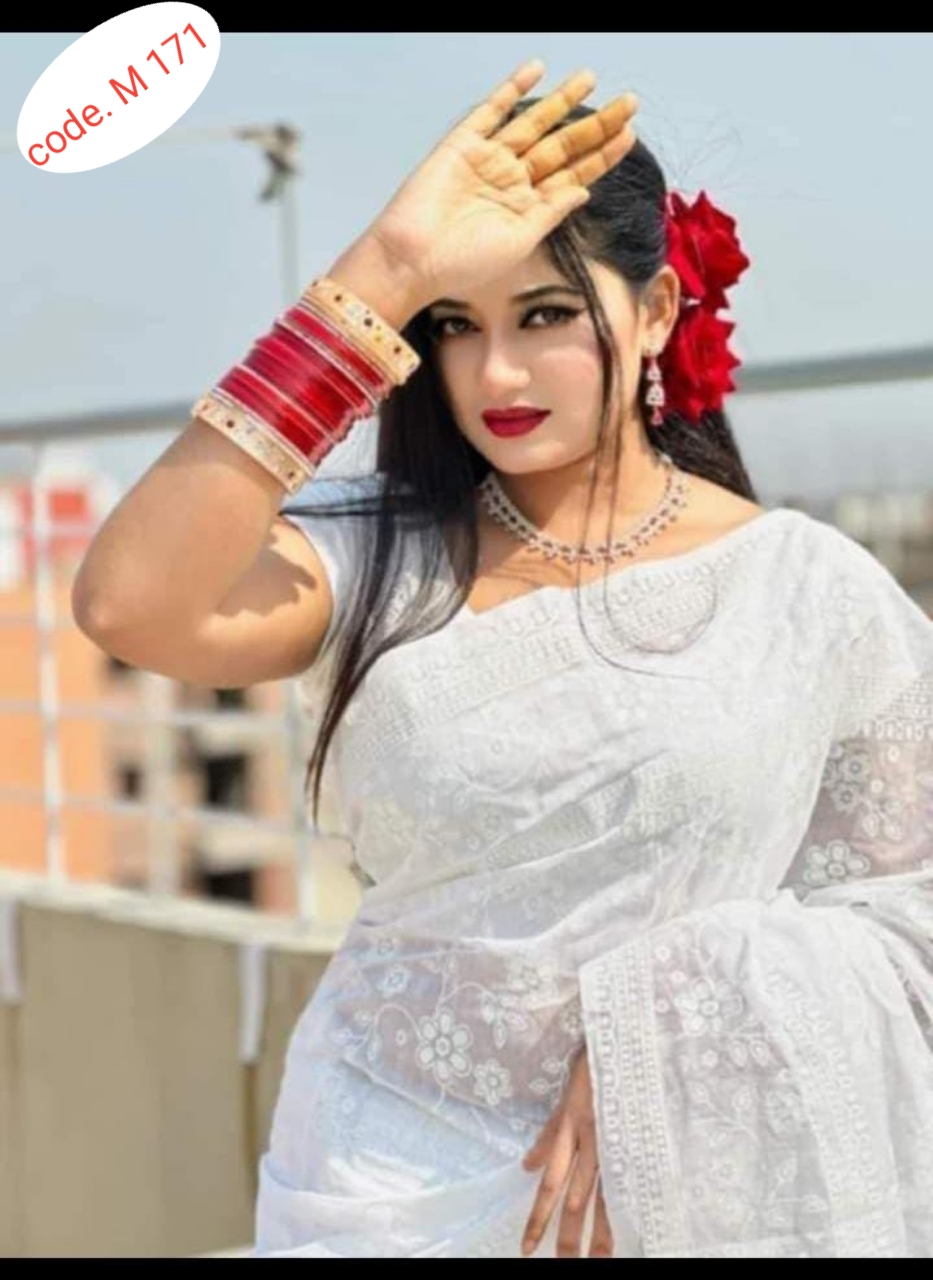 Half silk saree skin print kaj code M 171  ৳672