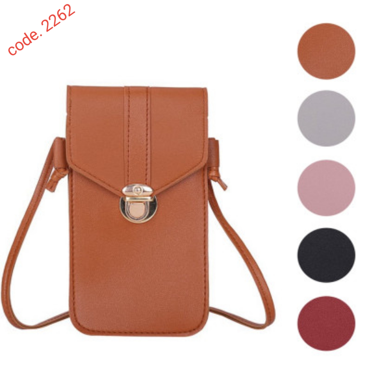 Women's PU Leather Phone Holder With Neck Strap Wallets Touch Screen Bag code. 2262